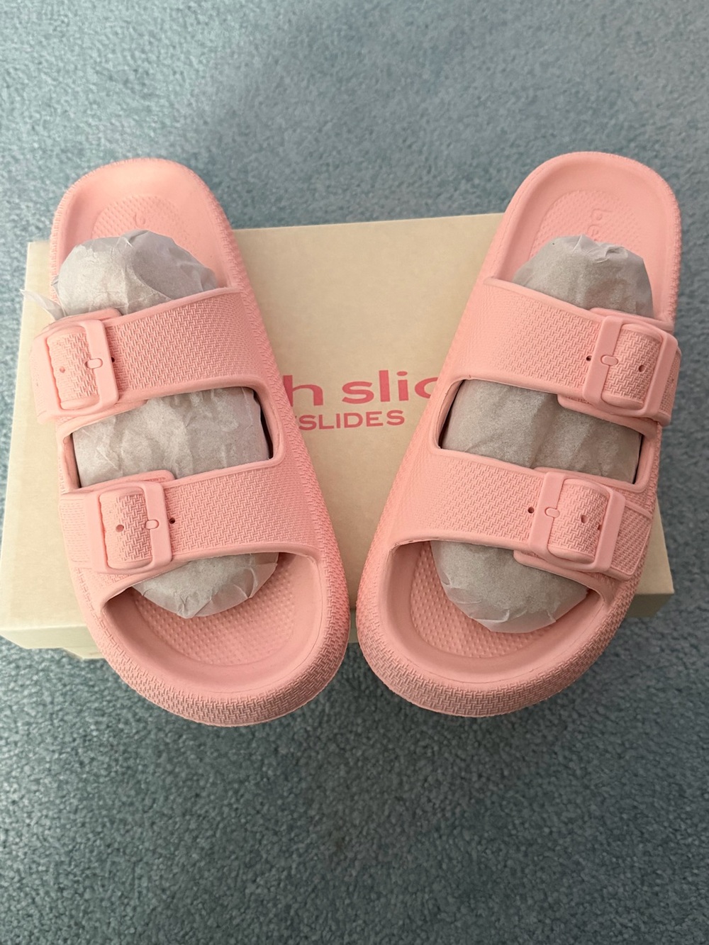 NIB - Beach Slides by J/Slides Pink Platform Slide Sandals - Woman's Size 10